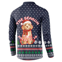 The Season To Be Jolly Goldendoodle Christmas Button Sweatshirt Xmas Holiday Patterns - Wonder Print Shop
