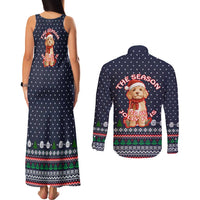 The Season To Be Jolly Goldendoodle Christmas Couples Matching Tank Maxi Dress and Long Sleeve Button Shirt Xmas Holiday Patterns - Wonder Print Shop