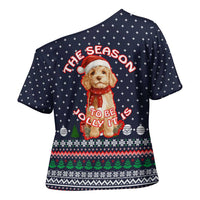The Season To Be Jolly Goldendoodle Christmas Cross Shoulder Shirt Xmas Holiday Patterns - Wonder Print Shop