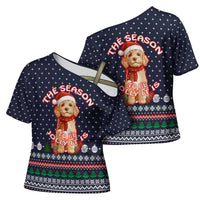The Season To Be Jolly Goldendoodle Christmas Cross Shoulder Shirt Xmas Holiday Patterns - Wonder Print Shop