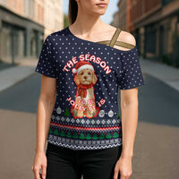 The Season To Be Jolly Goldendoodle Christmas Cross Shoulder Shirt Xmas Holiday Patterns - Wonder Print Shop