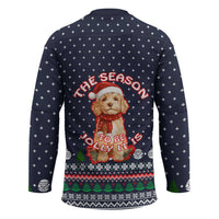 The Season To Be Jolly Goldendoodle Christmas Hockey Jersey Xmas Holiday Patterns - Wonder Print Shop