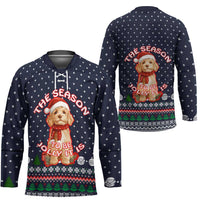 The Season To Be Jolly Goldendoodle Christmas Hockey Jersey Xmas Holiday Patterns - Wonder Print Shop