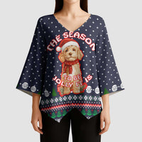The Season To Be Jolly Goldendoodle Christmas Kimono Sleeve Blouse Xmas Holiday Patterns - Wonder Print Shop