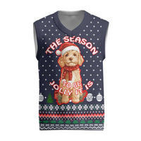 The Season To Be Jolly Goldendoodle Christmas Knitted V-Neck Vest Xmas Holiday Patterns - Wonder Print Shop