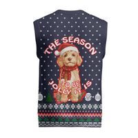 The Season To Be Jolly Goldendoodle Christmas Knitted V-Neck Vest Xmas Holiday Patterns - Wonder Print Shop