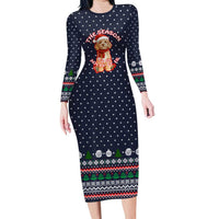 The Season To Be Jolly Goldendoodle Christmas Long Sleeve Bodycon Dress Xmas Holiday Patterns - Wonder Print Shop