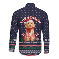 The Season To Be Jolly Goldendoodle Christmas Long Sleeve Button Shirt Xmas Holiday Patterns - Wonder Print Shop