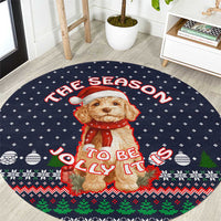 The Season To Be Jolly Goldendoodle Christmas Round Carpet Xmas Holiday Patterns - Wonder Print Shop