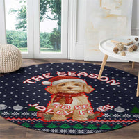The Season To Be Jolly Goldendoodle Christmas Round Carpet Xmas Holiday Patterns - Wonder Print Shop