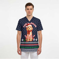The Season To Be Jolly Goldendoodle Christmas Scrub Top Xmas Holiday Patterns - Wonder Print Shop
