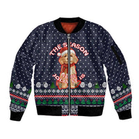 The Season To Be Jolly Goldendoodle Christmas Sleeve Zip Bomber Jacket Xmas Holiday Patterns - Wonder Print Shop