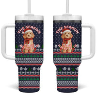 The Season To Be Jolly Goldendoodle Christmas Tumbler With Handle Xmas Holiday Patterns - Wonder Print Shop
