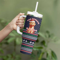 The Season To Be Jolly Goldendoodle Christmas Tumbler With Handle Xmas Holiday Patterns - Wonder Print Shop