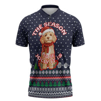 The Season To Be Jolly Goldendoodle Christmas Zipper Polo Shirt Xmas Holiday Patterns - Wonder Print Shop