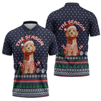 The Season To Be Jolly Goldendoodle Christmas Zipper Polo Shirt Xmas Holiday Patterns - Wonder Print Shop