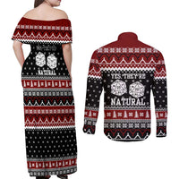 They Are Natural Christmas Couples Matching Off Shoulder Maxi Dress and Long Sleeve Button Shirt Xmas Holiday Patterns - Wonder Print Shop