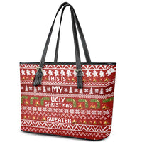 This Is My Christmas Leather Tote Bag Xmas Holiday Patterns - Wonder Print Shop