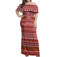 This Is My Christmas Off Shoulder Maxi Dress Xmas Holiday Patterns - Wonder Print Shop