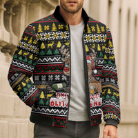 Time To Get Blitzened Christmas Bomber Puffer Jacket Xmas Holiday Patterns - Wonder Print Shop