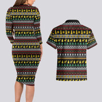 Time To Get Blitzened Christmas Couples Matching Long Sleeve Bodycon Dress and Hawaiian Shirt Xmas Holiday Patterns - Wonder Print Shop