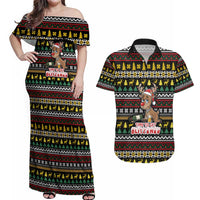Time To Get Blitzened Christmas Couples Matching Off Shoulder Maxi Dress and Hawaiian Shirt Xmas Holiday Patterns - Wonder Print Shop