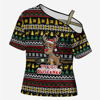 Time To Get Blitzened Christmas Cross Shoulder Shirt Xmas Holiday Patterns - Wonder Print Shop