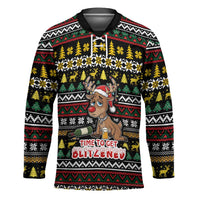 Time To Get Blitzened Christmas Hockey Jersey Xmas Holiday Patterns - Wonder Print Shop