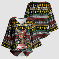 Time To Get Blitzened Christmas Kimono Sleeve Blouse Xmas Holiday Patterns - Wonder Print Shop