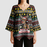 Time To Get Blitzened Christmas Kimono Sleeve Blouse Xmas Holiday Patterns - Wonder Print Shop