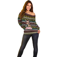 Time To Get Blitzened Christmas Off Shoulder Sweater Xmas Holiday Patterns - Wonder Print Shop