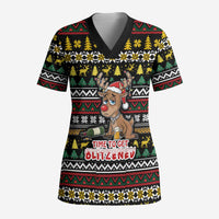 Time To Get Blitzened Christmas Scrub Top Xmas Holiday Patterns - Wonder Print Shop