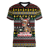 Time To Get Blitzened Christmas Women V-Neck T-Shirt Xmas Holiday Patterns - Wonder Print Shop