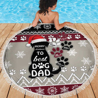 To Best Dog Dad Christmas Design Beach Blanket Xmas Holiday Patterns - Wonder Print Shop