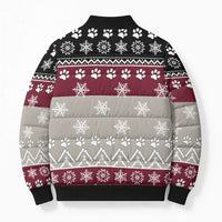 To Best Dog Dad Christmas Design Bomber Puffer Jacket Xmas Holiday Patterns - Wonder Print Shop