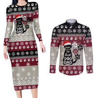 To Best Dog Dad Christmas Design Couples Matching Long Sleeve Bodycon Dress and Long Sleeve Button Shirt Xmas Holiday Patterns - Wonder Print Shop