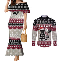 To Best Dog Dad Christmas Design Couples Matching Mermaid Dress and Long Sleeve Button Shirt Xmas Holiday Patterns - Wonder Print Shop