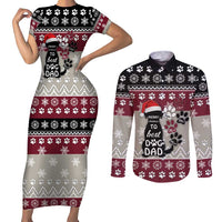 To Best Dog Dad Christmas Design Couples Matching Short Sleeve Bodycon Dress and Long Sleeve Button Shirt Xmas Holiday Patterns - Wonder Print Shop