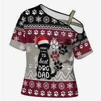 To Best Dog Dad Christmas Design Cross Shoulder Shirt Xmas Holiday Patterns - Wonder Print Shop