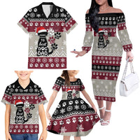 To Best Dog Dad Christmas Design Family Matching Off The Shoulder Long Sleeve Dress and Hawaiian Shirt Xmas Holiday Patterns - Wonder Print Shop