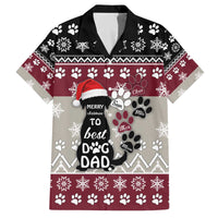 To Best Dog Dad Christmas Design Family Matching Off The Shoulder Long Sleeve Dress and Hawaiian Shirt Xmas Holiday Patterns - Wonder Print Shop