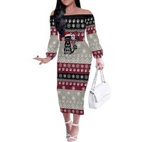 To Best Dog Dad Christmas Design Family Matching Off The Shoulder Long Sleeve Dress and Hawaiian Shirt Xmas Holiday Patterns - Wonder Print Shop