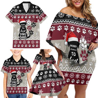 To Best Dog Dad Christmas Design Family Matching Off Shoulder Short Dress and Hawaiian Shirt Xmas Holiday Patterns - Wonder Print Shop