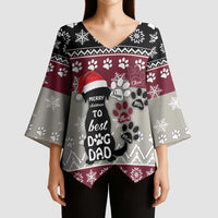 To Best Dog Dad Christmas Design Kimono Sleeve Blouse Xmas Holiday Patterns - Wonder Print Shop