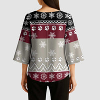 To Best Dog Dad Christmas Design Kimono Sleeve Blouse Xmas Holiday Patterns - Wonder Print Shop