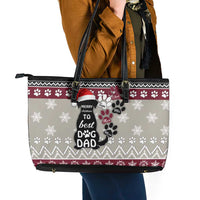 To Best Dog Dad Christmas Design Leather Tote Bag Xmas Holiday Patterns - Wonder Print Shop