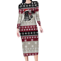To Best Dog Dad Christmas Design Long Sleeve Bodycon Dress Xmas Holiday Patterns - Wonder Print Shop