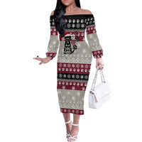 To Best Dog Dad Christmas Design Off The Shoulder Long Sleeve Dress Xmas Holiday Patterns - Wonder Print Shop