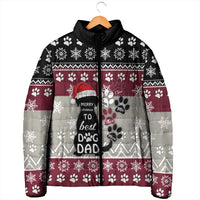 To Best Dog Dad Christmas Design Padded Jacket Xmas Holiday Patterns - Wonder Print Shop
