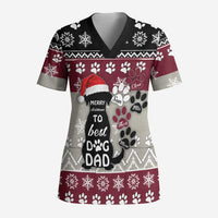 To Best Dog Dad Christmas Design Scrub Top Xmas Holiday Patterns - Wonder Print Shop